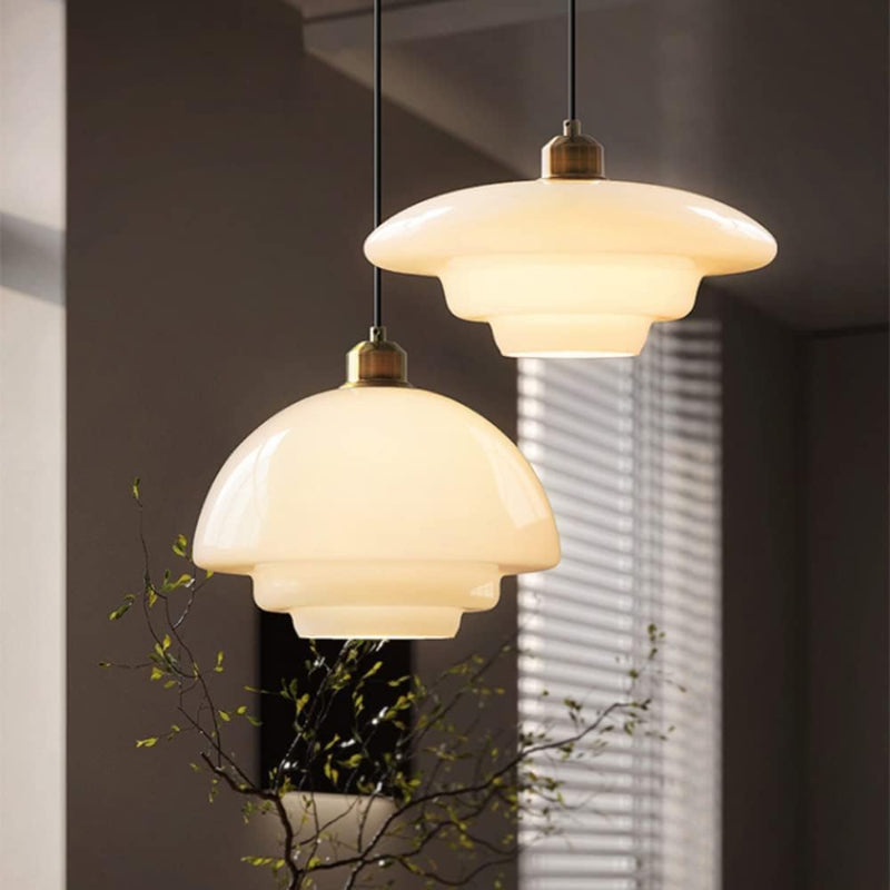 Mid Century Style Milk White Glass Pendant Light