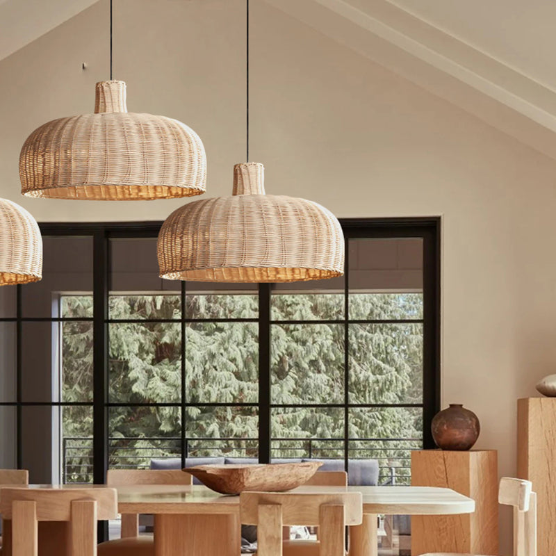 Retro Rattan Japanese Handwoven Restaurant Chandelier