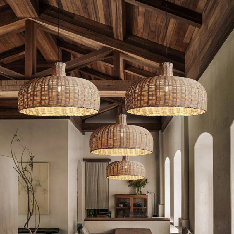 Retro Rattan Japanese Handwoven Restaurant Chandelier