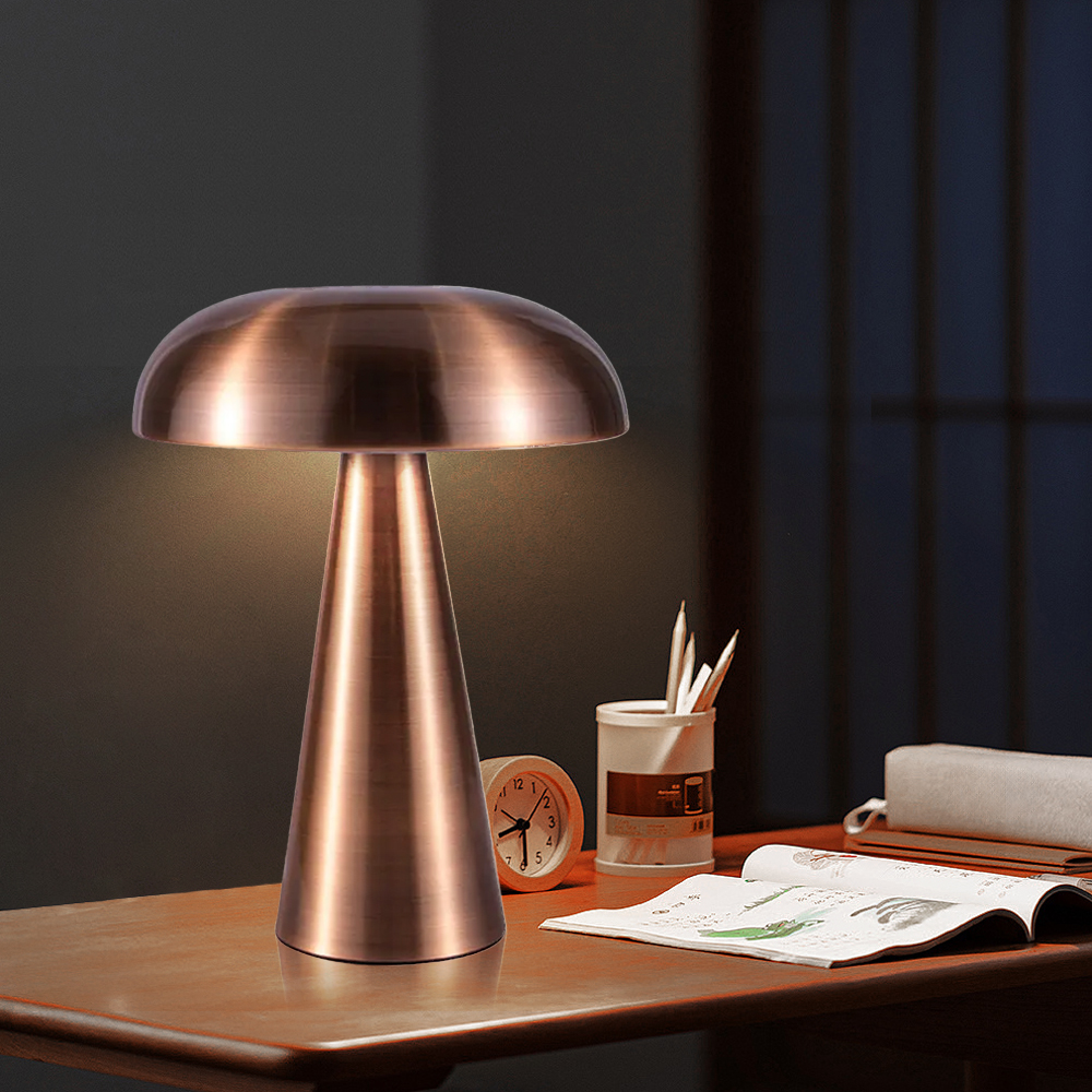 Portable Rechargeable Desk Lamp Metal Bedside Mushroom Lamp