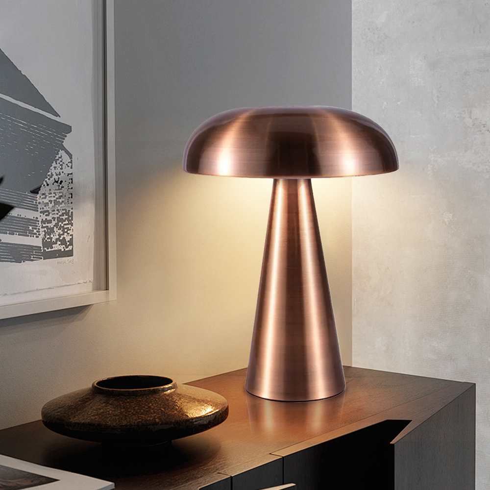 Portable Rechargeable Desk Lamp Metal Bedside Mushroom Lamp