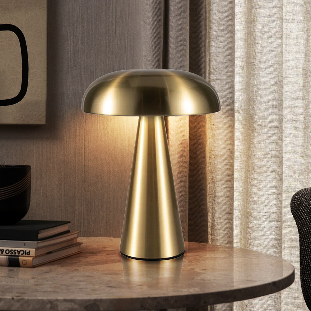 Portable Rechargeable Desk Lamp Metal Bedside Mushroom Lamp