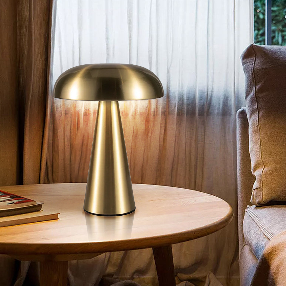 Portable Rechargeable Desk Lamp Metal Bedside Mushroom Lamp