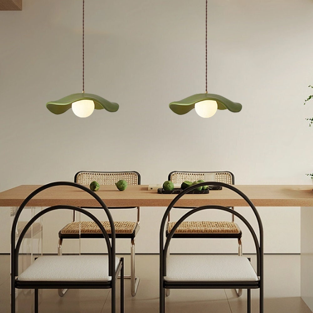 Cream Green Style Dining Room Pendant Light Creative Resin Pendant Lamp Shade