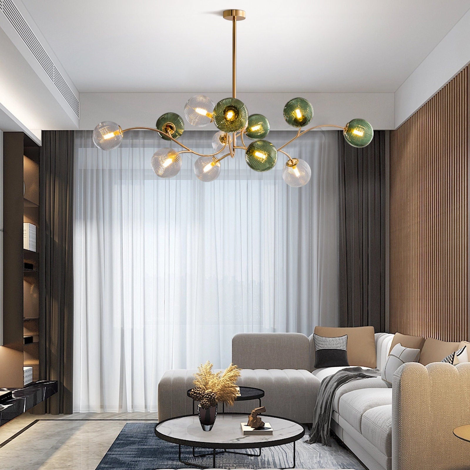 Glass Magic Bean Molecular Creative Branch Arm  Chandelier