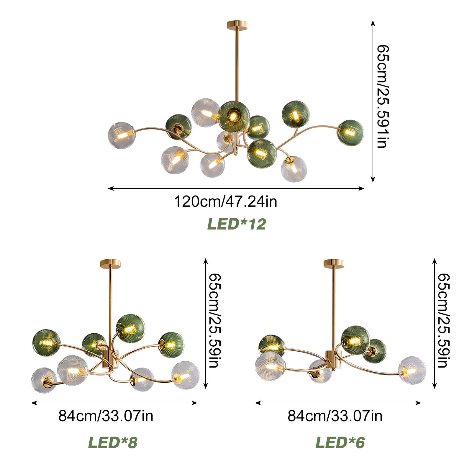 Glass Magic Bean Molecular Creative Branch Arm  Chandelier
