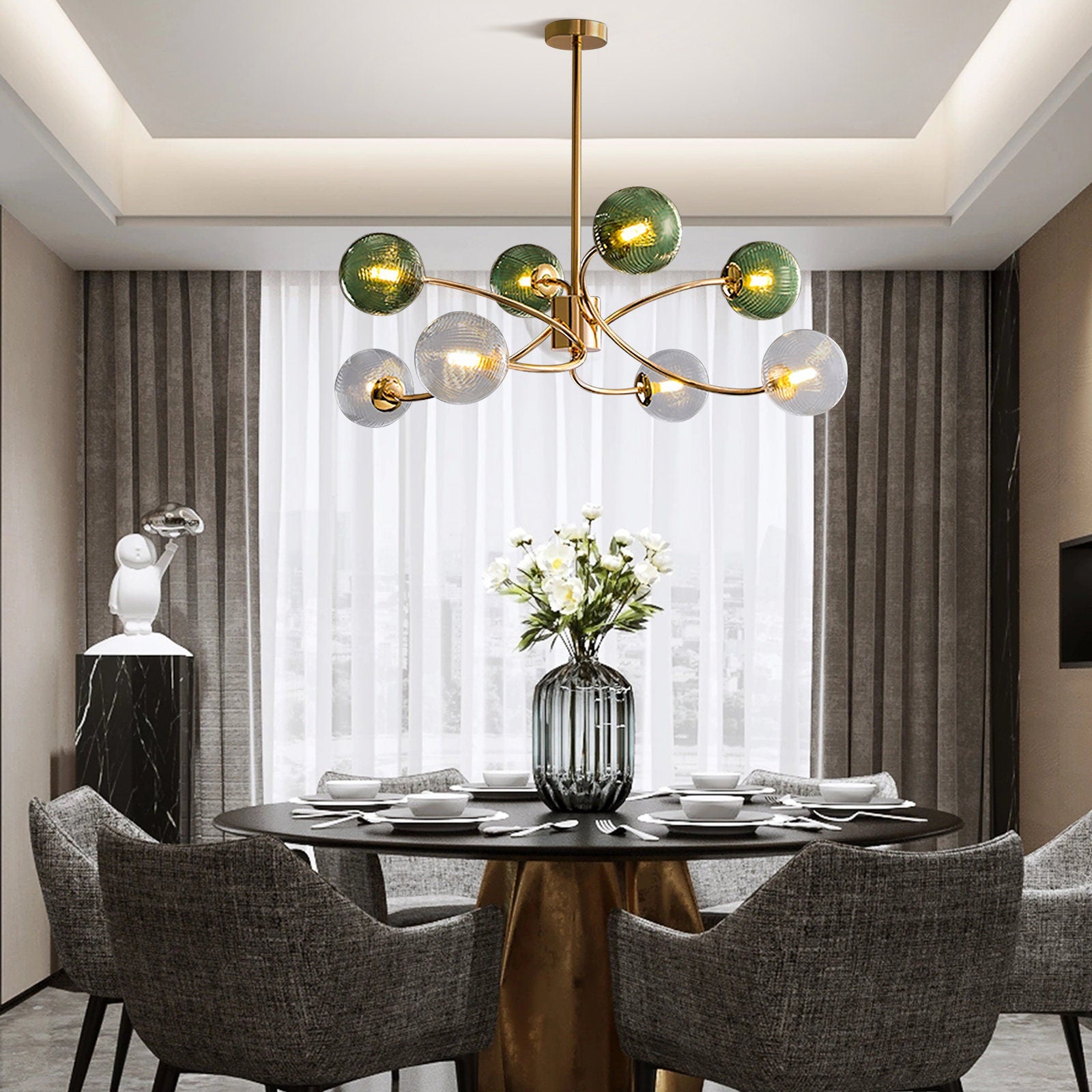 Glass Magic Bean Molecular Creative Branch Arm  Chandelier