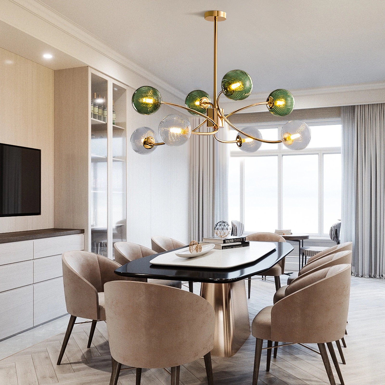 Glass Magic Bean Molecular Creative Branch Arm  Chandelier