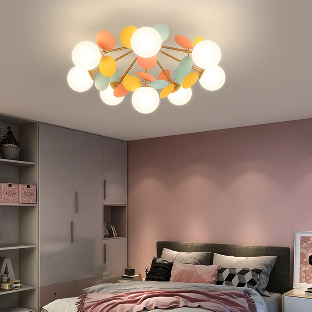 Nordic Colorful Elegant Living Room Creative Glass Magic Bean Chandelier