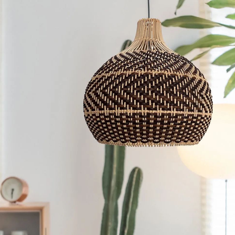 Brown Rattan Pendant Light Interior