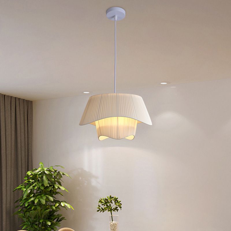Milk White Chandelier Silk Satin Led Bedroom Decor Home Pendant Lights