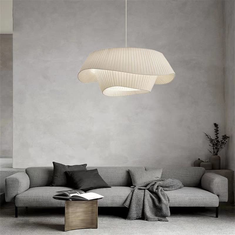 Milk White Chandelier Silk Satin Led Bedroom Decor Home Pendant Lights