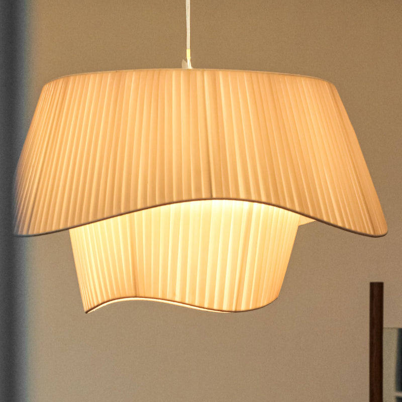 Milk White Chandelier Silk Satin Led Bedroom Decor Home Pendant Lights