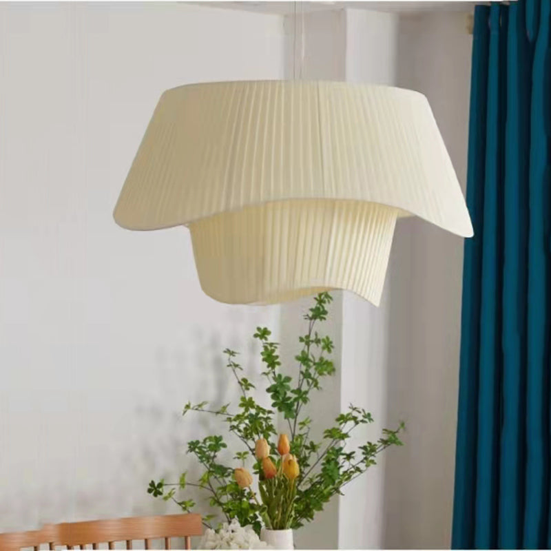 Milk White Chandelier Silk Satin Led Bedroom Decor Home Pendant Lights