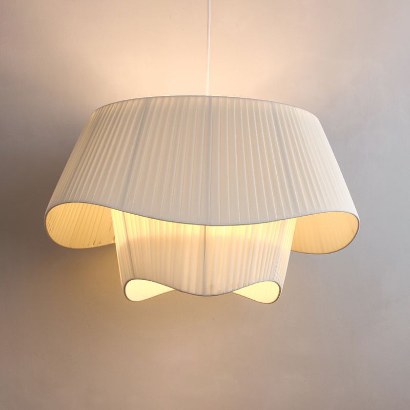 Milk White Chandelier Silk Satin Led Bedroom Decor Home Pendant Lights