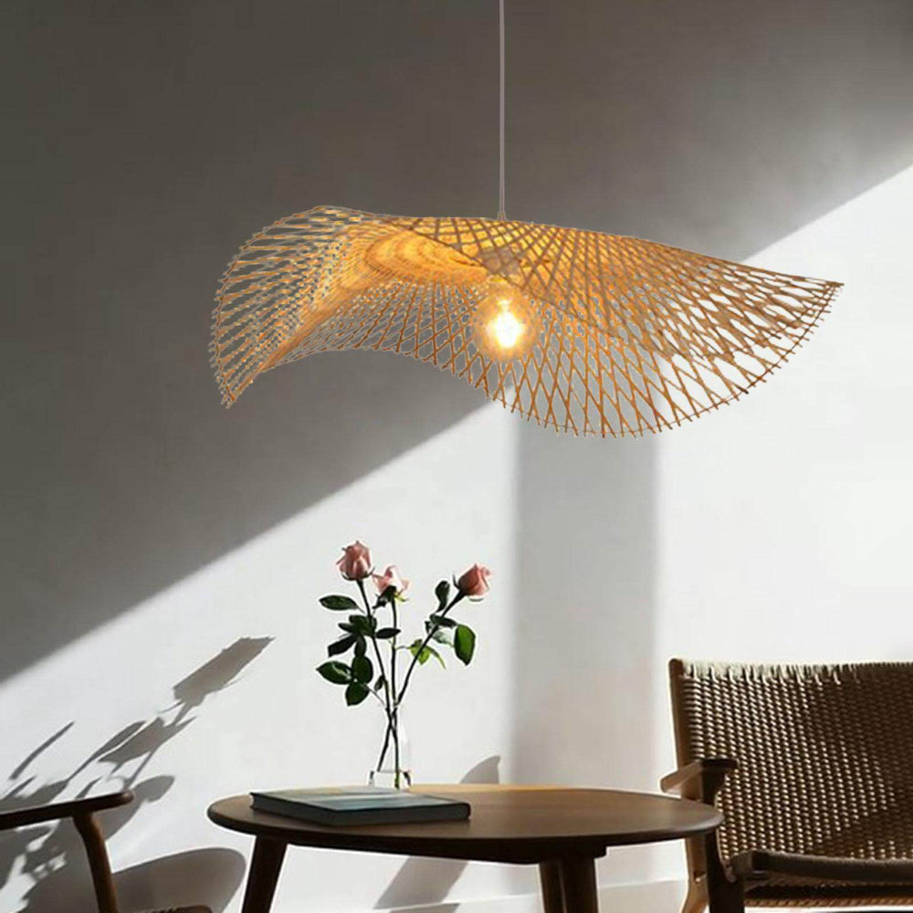 Irregular Bamboo Pendant Light For Bedroom