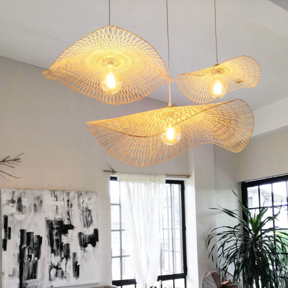 Irregular Bamboo Pendant Light For Bedroom