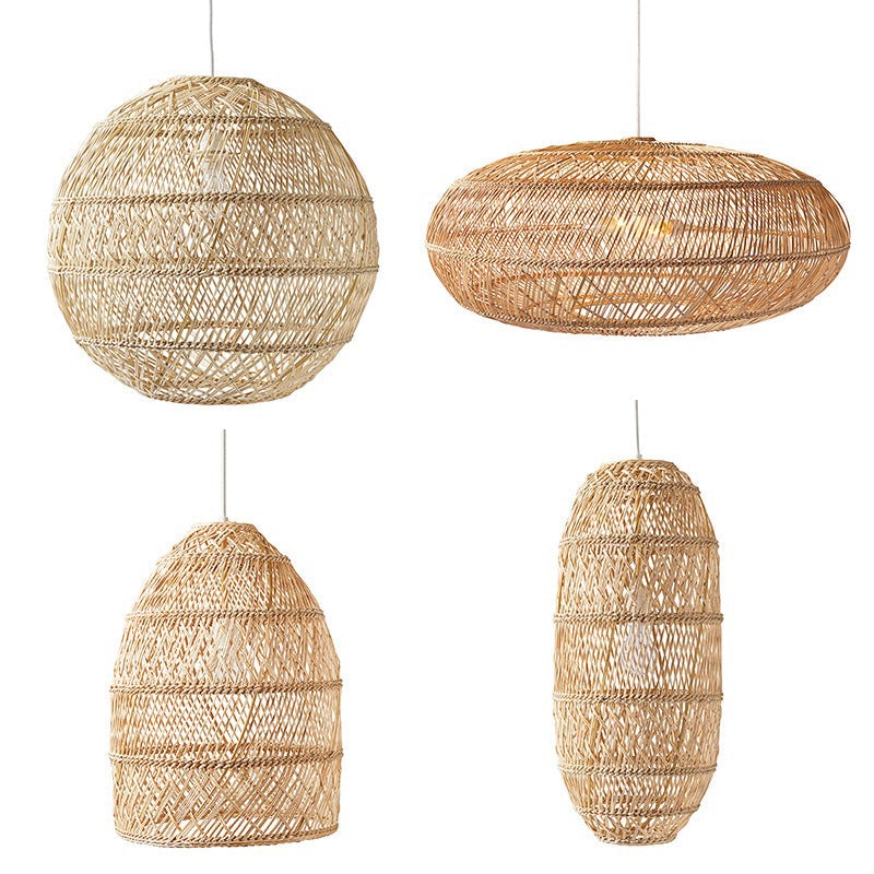 Basket Rattan Woven Lantern Chandelier Pendant Lamp Shade