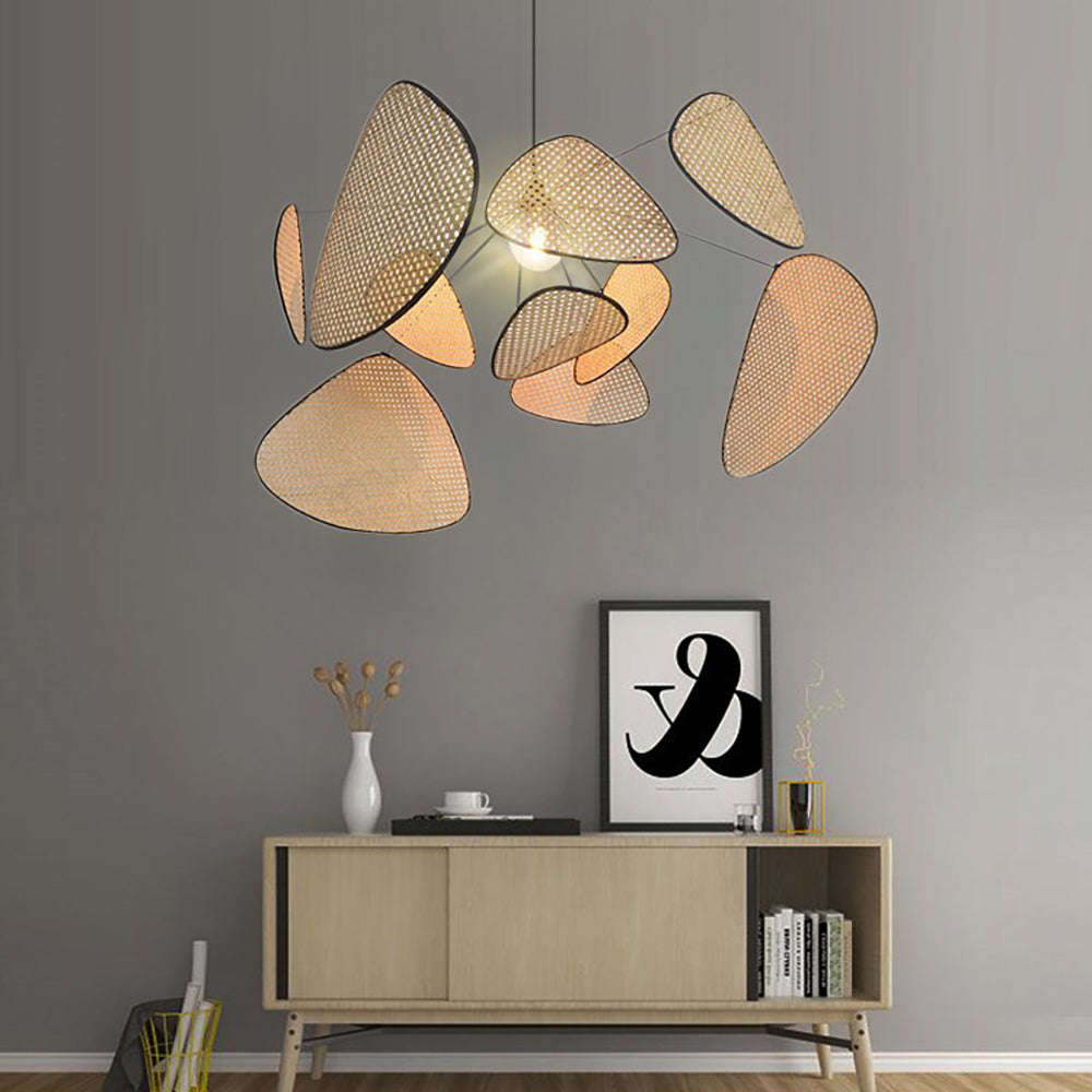 Retro Rattan Chandelier Handmade Pendant Lampshade