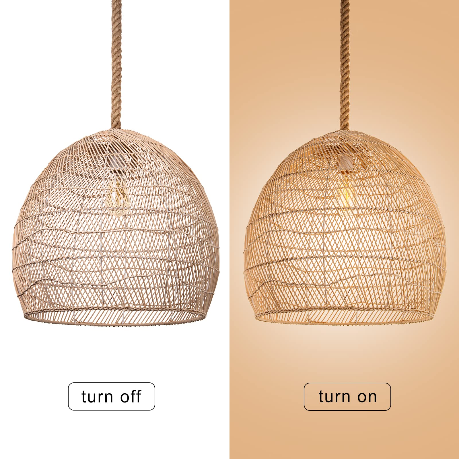 Nordic Rattan Hanging Light Shades Living Room Pendant Lamp Shade