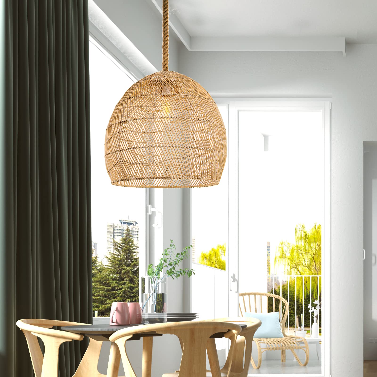 Nordic Rattan Hanging Light Shades Living Room Pendant Lamp Shade