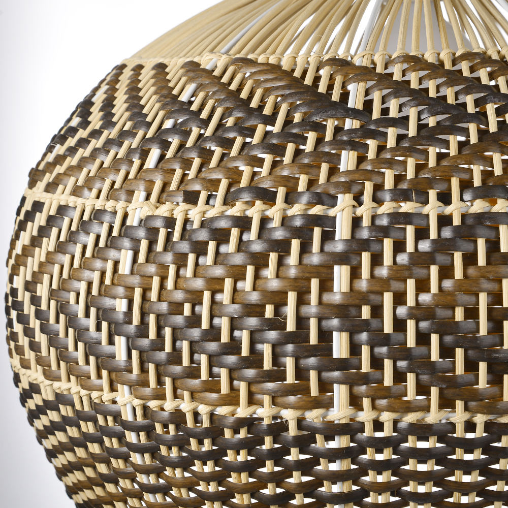 Wabi-sabi Rattan Brown Pendant Lamp Living Room Hanging Lampshade Lighting Fixture