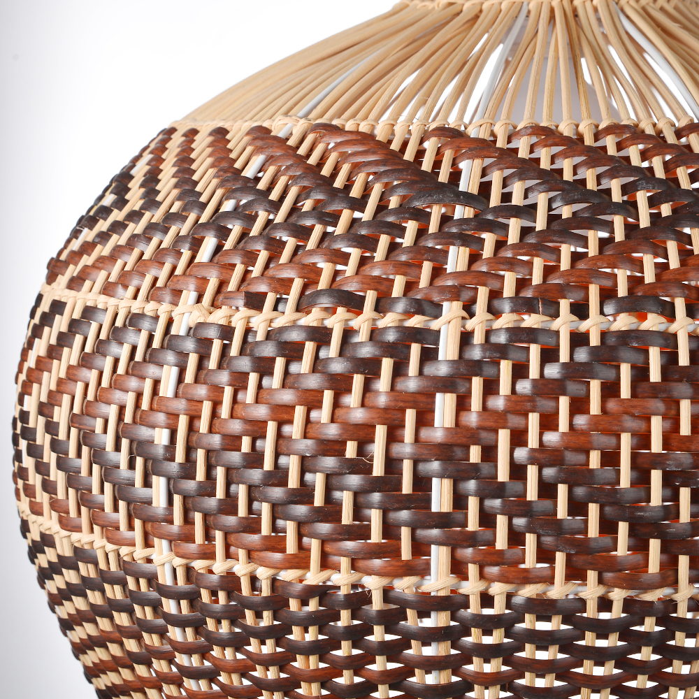 Wabi-Sabi Brown Rattan Pendant Chandelier for Living Room