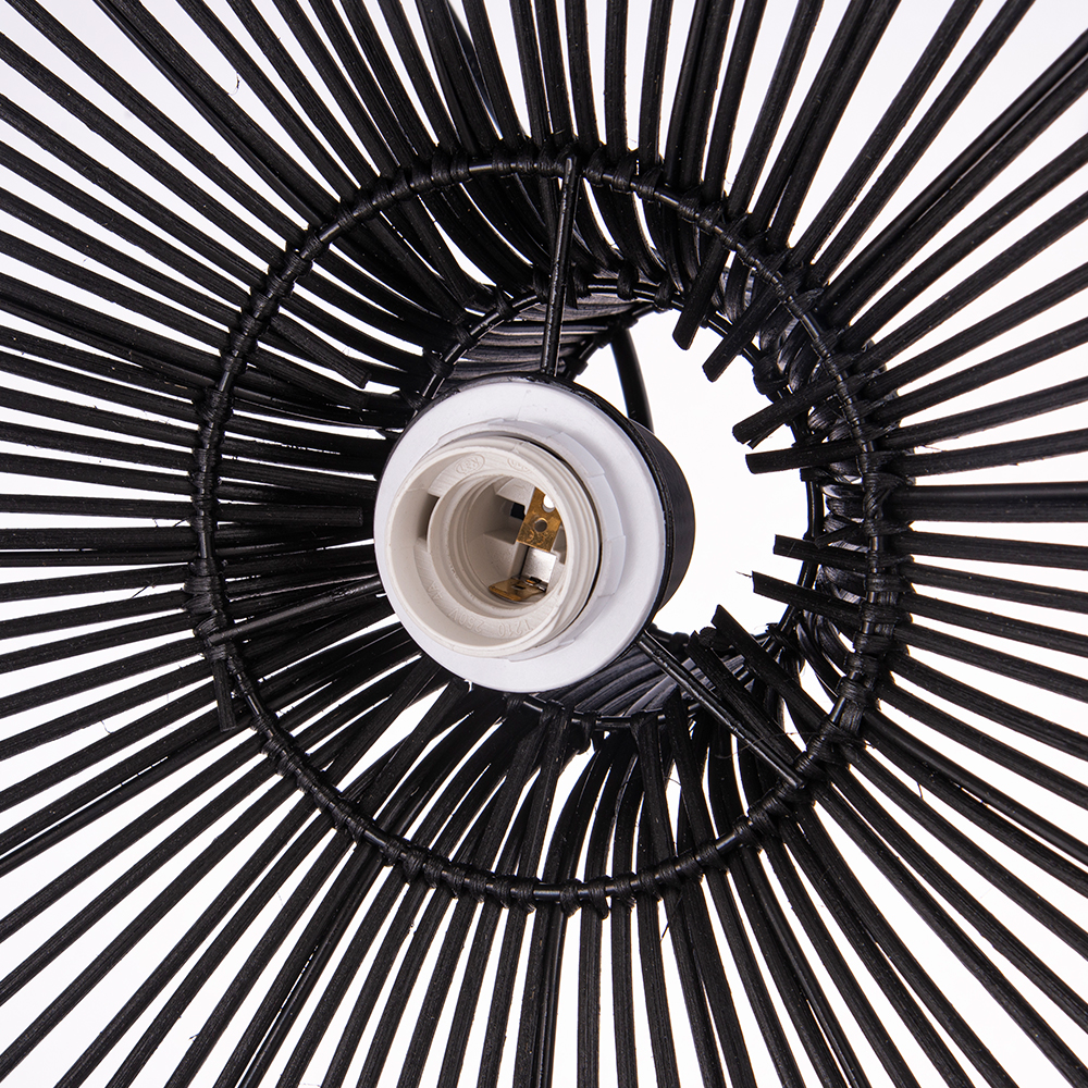 Black Chandelier Japanese Style Rattan Dining Room Pendant Light