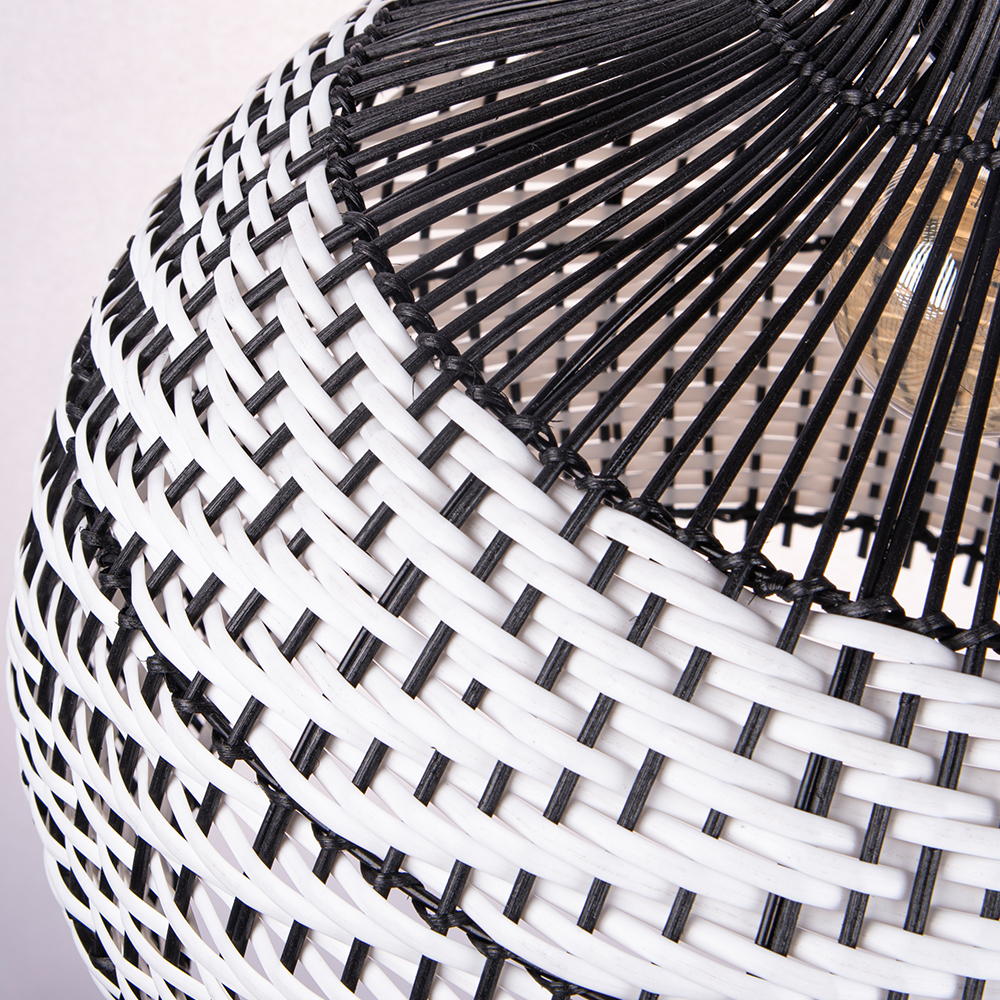 Black Chandelier Japanese Style Rattan Dining Room Pendant Light