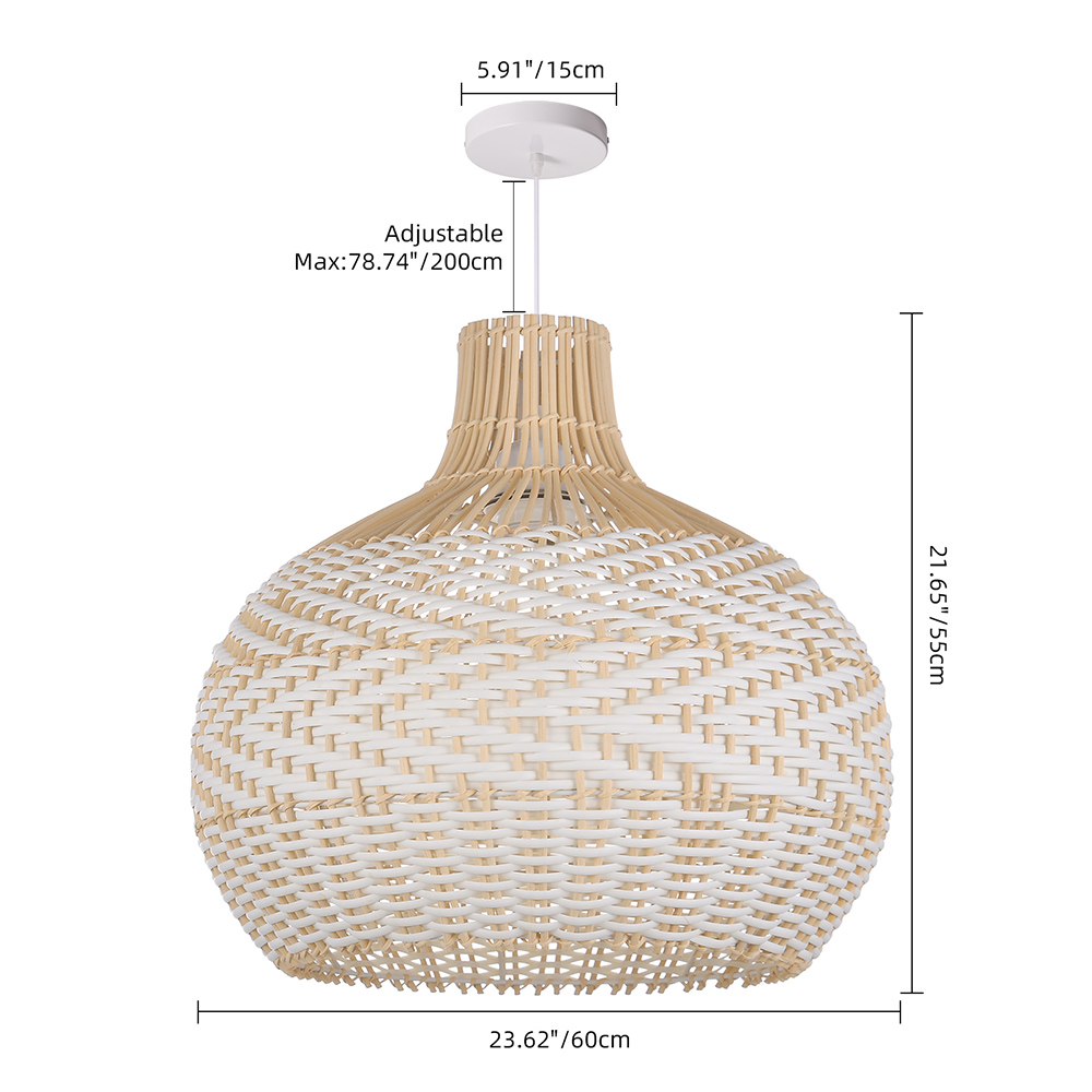Boho Style White Rattan Pendant Light Dining Room Decorative Lampshade