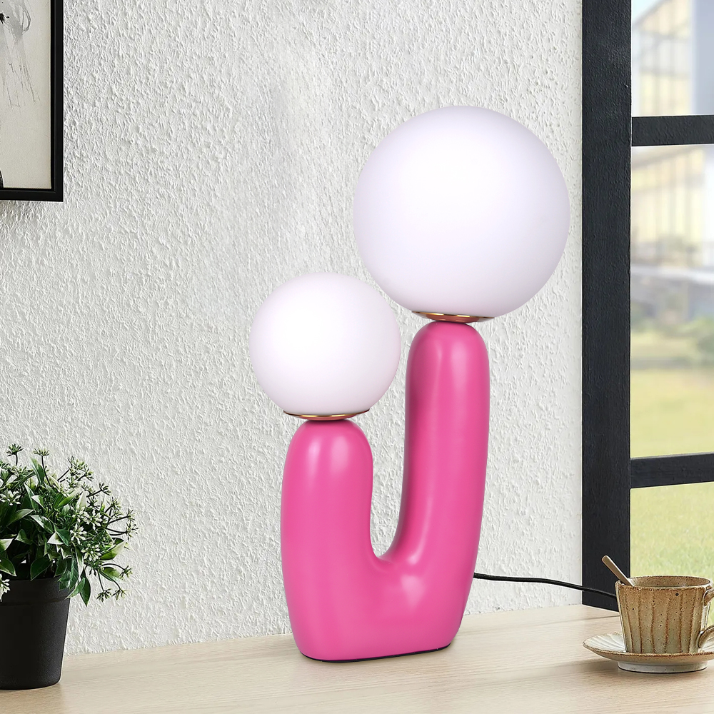 Nordic Night Light Children's Room Bedside Lamp Creative U-shaped 2 Heads Milky White Glass Table Lamp