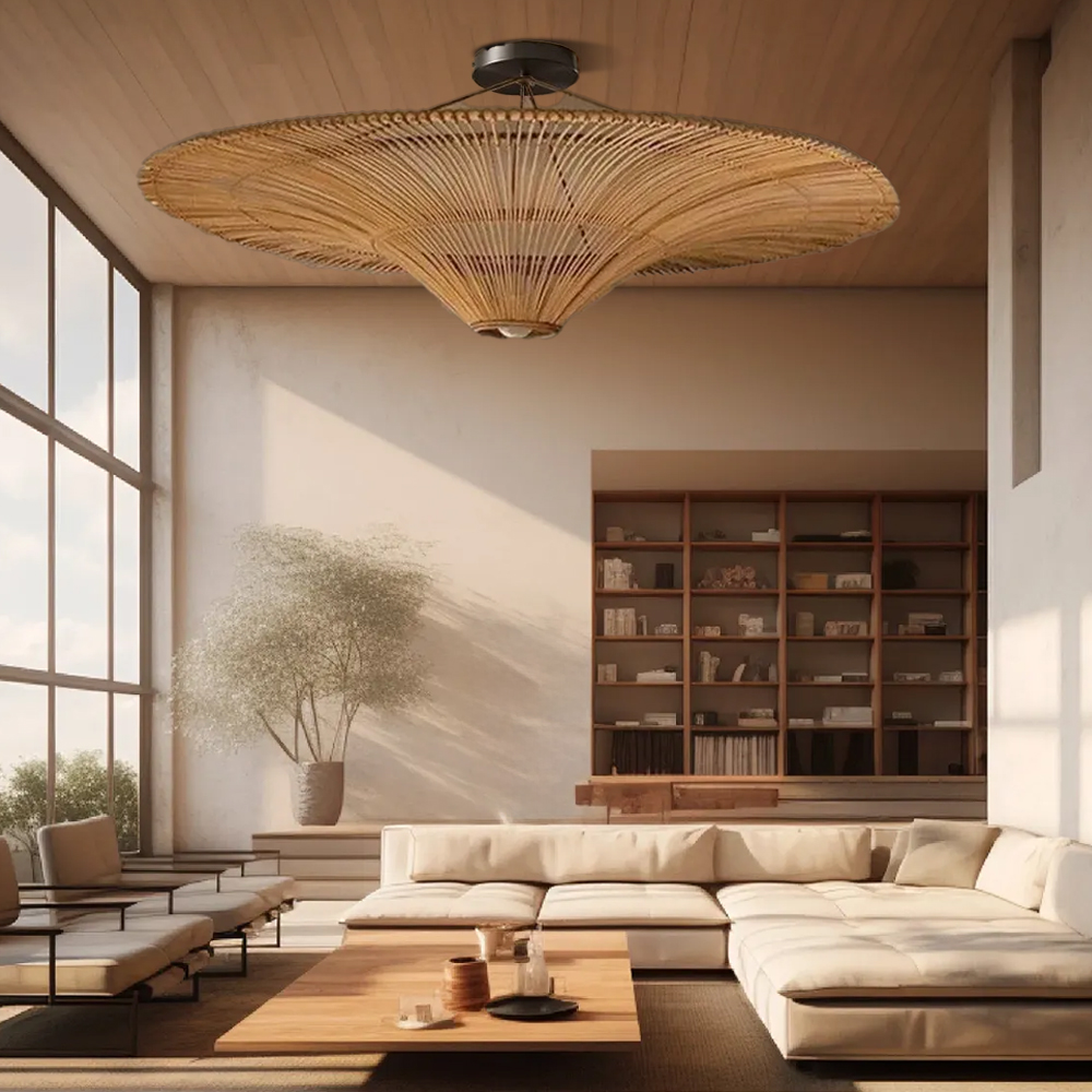 Large Modern Rattan Pendant Light Ceiling Lampshade 80CM