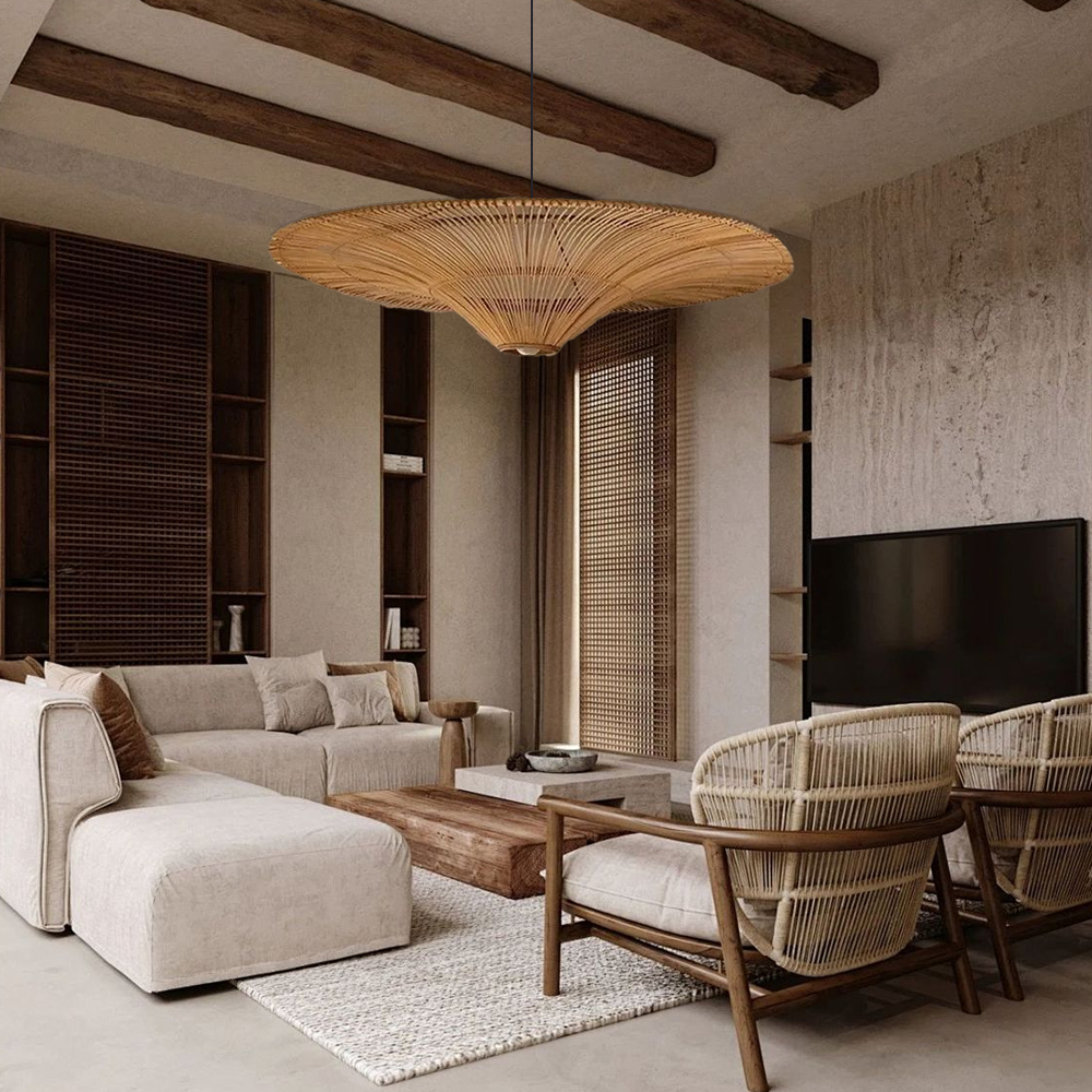 Large Modern Rattan Pendant Light Ceiling Lampshade 80CM