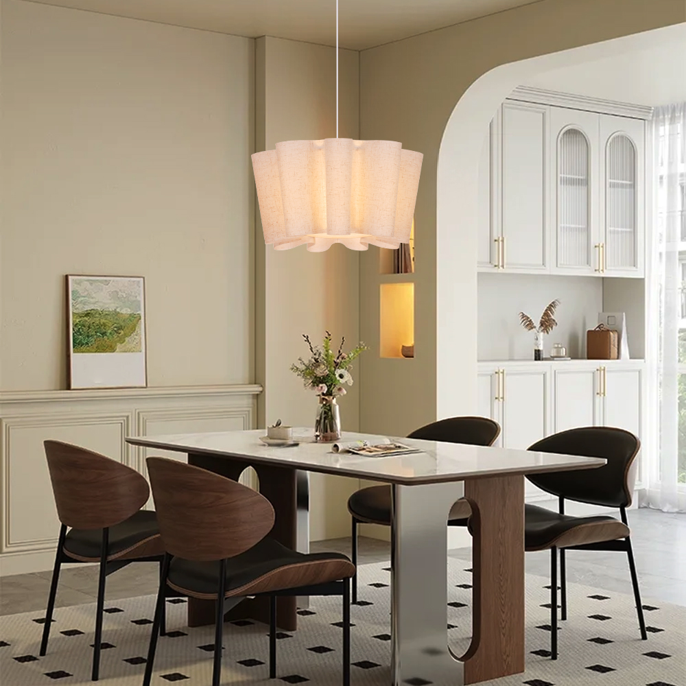 Nordic Fabric Pleated Pendant Lights Living Room Decorative Chandelier