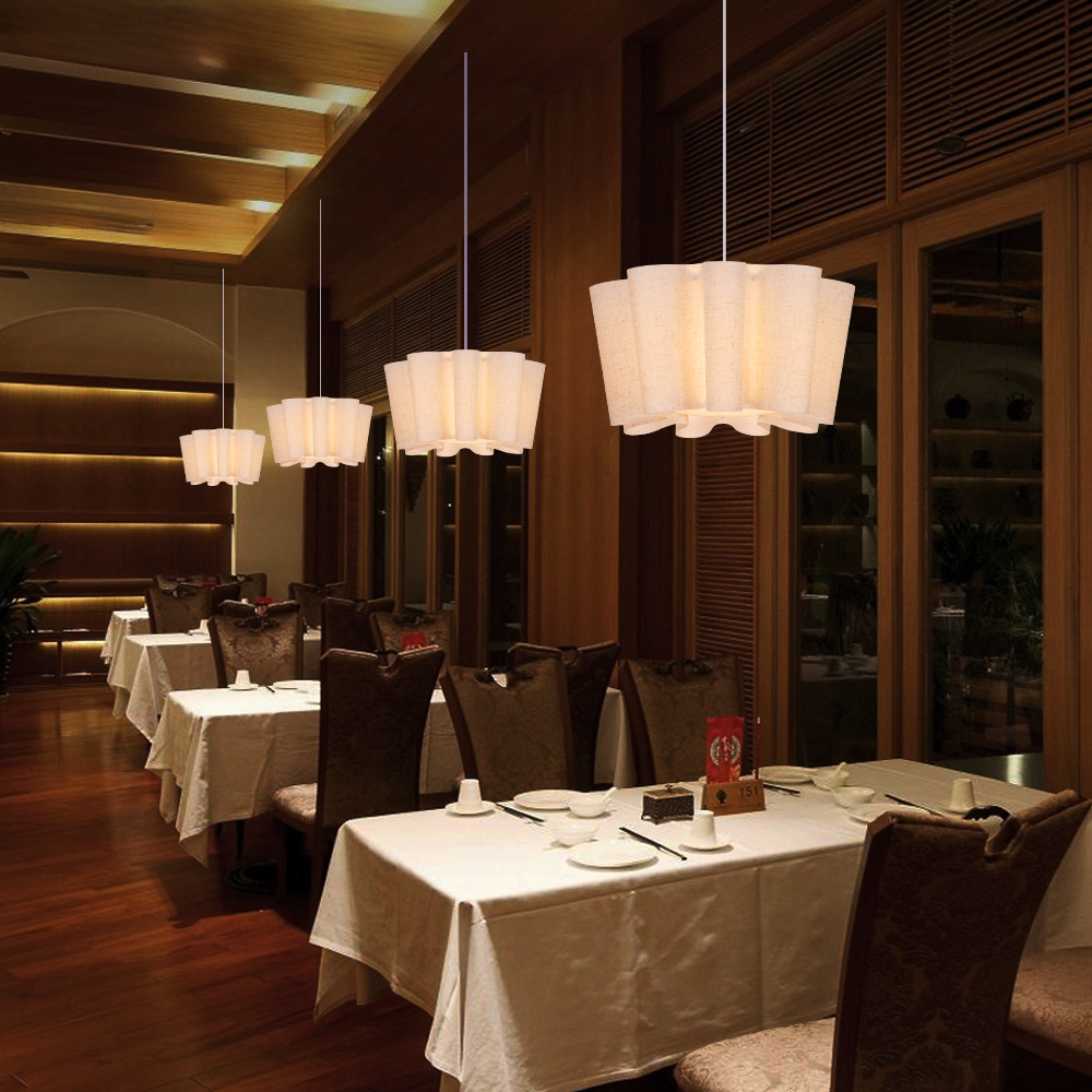 Nordic Fabric Pleated Pendant Lights Living Room Decorative Chandelier