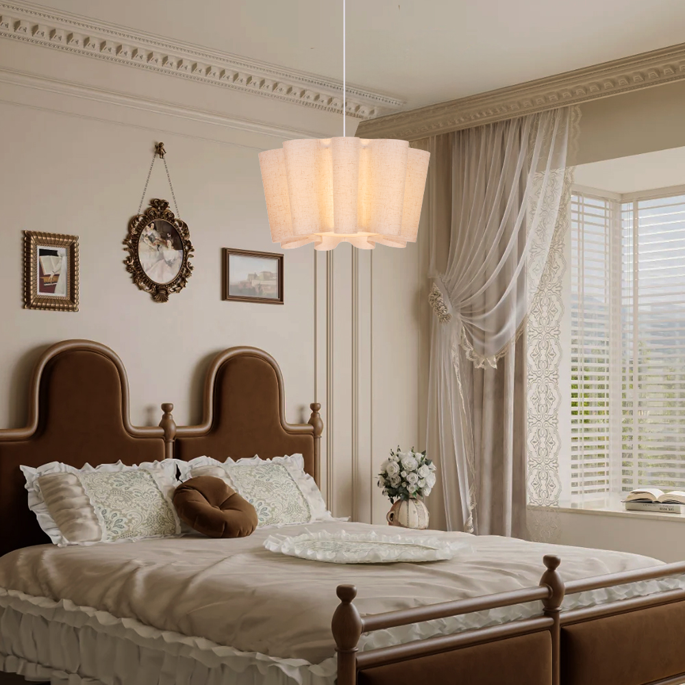 Nordic Fabric Pleated Pendant Lights Living Room Decorative Chandelier