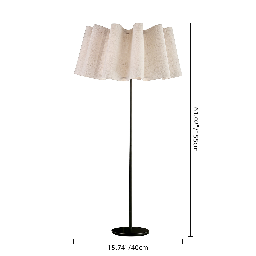 Designer Wavy Pleated Fabric Floor Lamp Nordic Ambient Light for Living Room and Bedroom