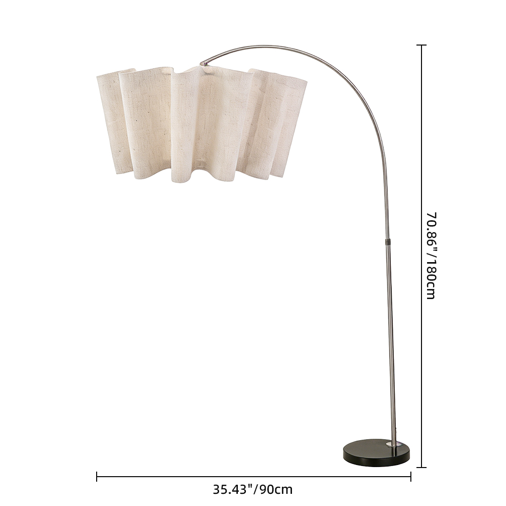 Designer Wavy Pleated Fabric Floor Lamp Nordic Ambient Light for Living Room and Bedroom