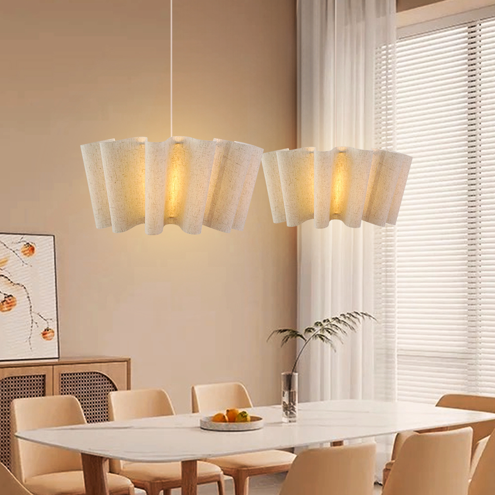 Nordic Fabric Pleated Pendant Lights Living Room Decorative Chandelier