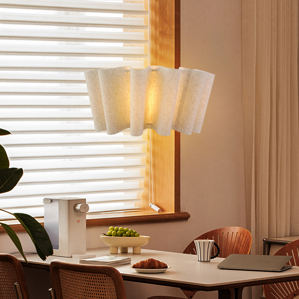 Nordic Fabric Pleated Pendant Lights Living Room Decorative Chandelier