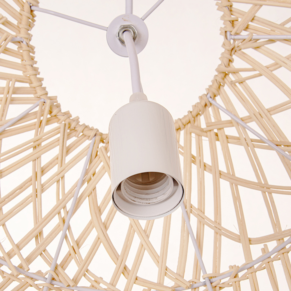 Japanese  Natural Hand-wove Rattan Oval Pendant Light Dining Room Chandelier