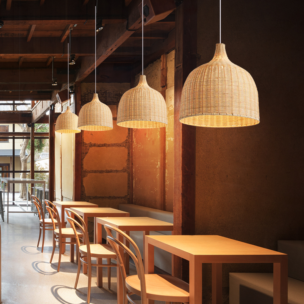 Japanese Zen Handmade Rattan Pendant Light Living Room Decoration
