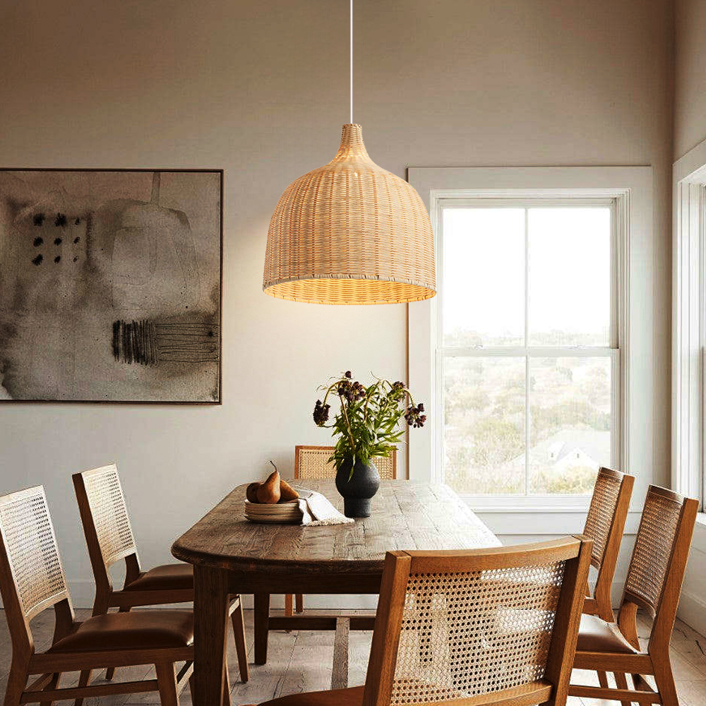 Japanese Zen Handmade Rattan Pendant Light Living Room Decoration