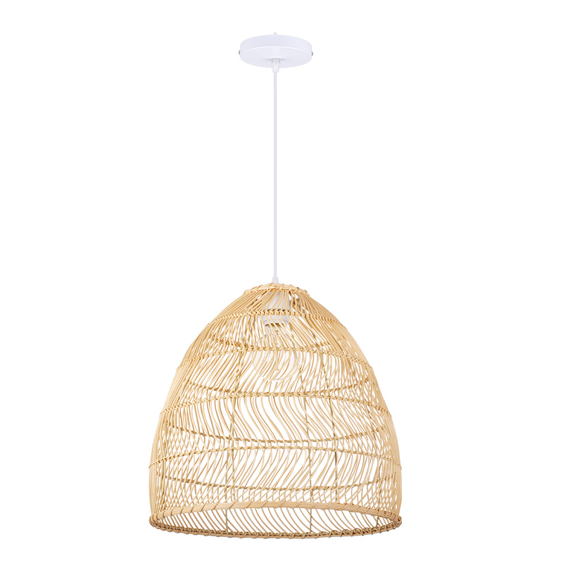 Rattan Cloche Pendant Lighting Fixture Boho Style
