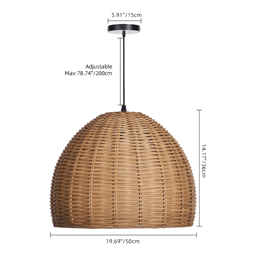 Modern Handwoven Rattan Dome Pendant Light 50CM