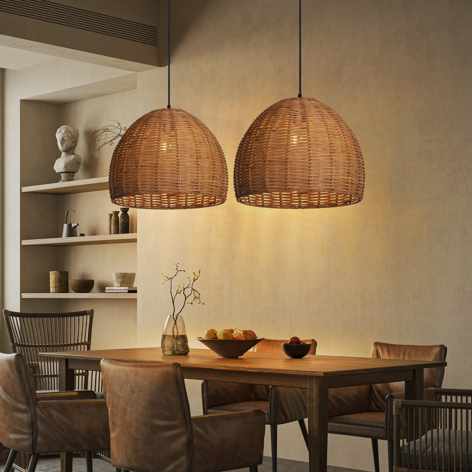 Modern Handwoven Rattan Dome Pendant Light 50CM
