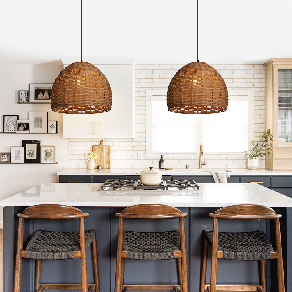 Modern Handwoven Rattan Dome Pendant Light 50CM