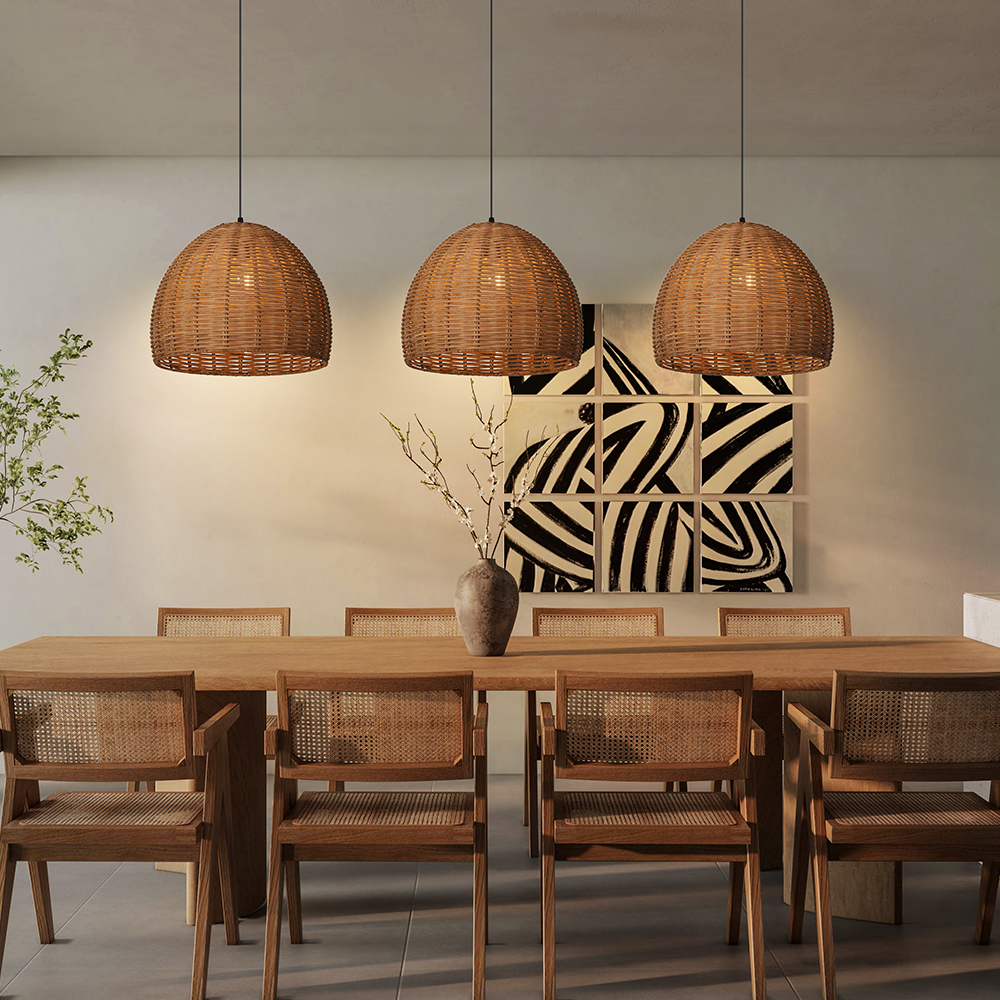 Modern Handwoven Rattan Dome Pendant Light 50CM