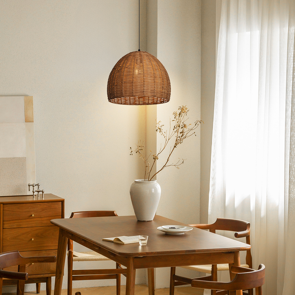 Modern Handwoven Rattan Dome Pendant Light 50CM