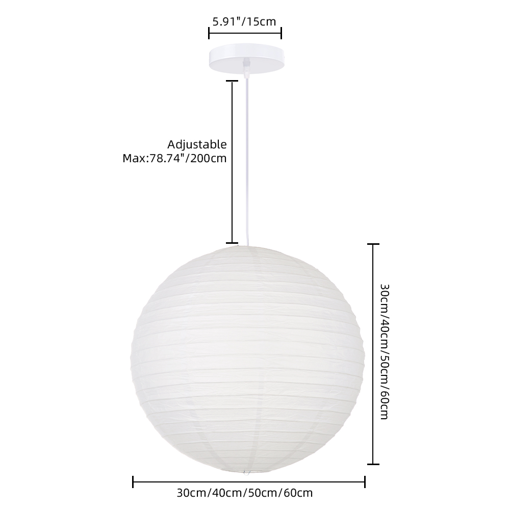 Nordic Minimalist Living Room White Spherical Rice Paper Pendant Light